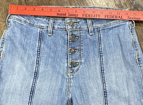 Ariat Jeans Trouser Flare Button Fly 31R Denim High Rise Slim Western Wide READ - Picture 12 of 15