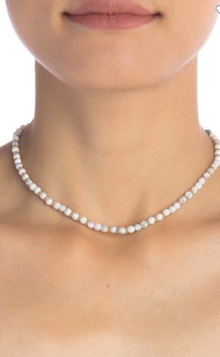 NWT ANNA BECK 18k GOLD PLATED STERLING SILVER BEADED HOWLITE NECKLACE 16”+2”L - Picture 3 of 7