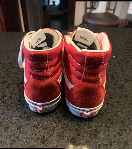 Vans Off the Wall Mens 5, Womens 6.5 High Top Red Suede Sneakers Shoes Unisex - Picture 10 of 12