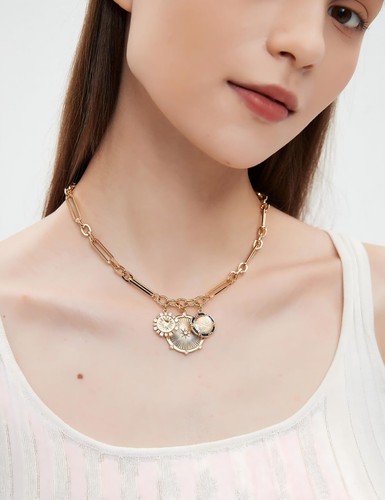 Collar gargantilla Sun Heart Charm para mujer hombre, chapado en oro de 18k con circones en... - Imagen 8 de 8