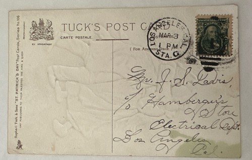 St Patrick's Day TUCKS 106 Frances Brundage Old Man Kissing Woman Postcard - Picture 2 of 2