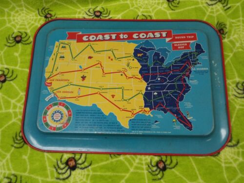 Pressed Metal TV Tray w/ "Lunch With Uncle Pete" & "Coast To Coast" Game on Back - Picture 8 of 8