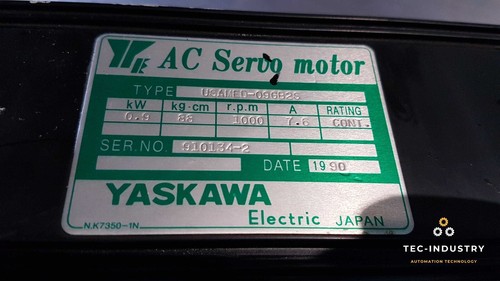 YASKAWA AC SERVOMOTOR I USADO-09GB2S USADO09GB2S I SERVOMOTOR I 0.9kW 7.6A - Imagen 7 de 7