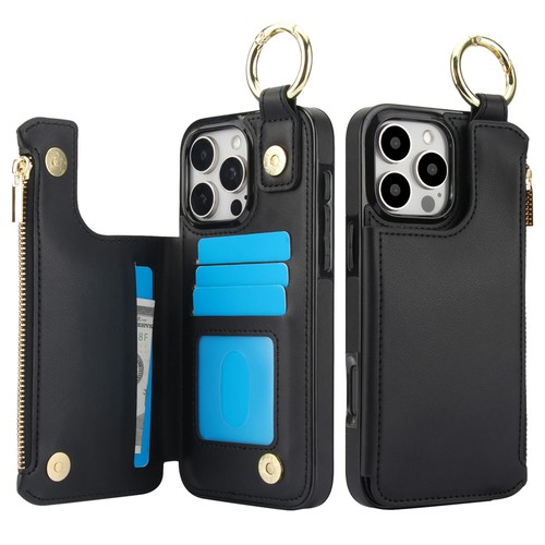 Para iPhone 16 Pro Max 15 14 13 12 11 RFID Bloqueo Anillo Soporte Cremallera Cartera Estuche - Imagen 11 de 59