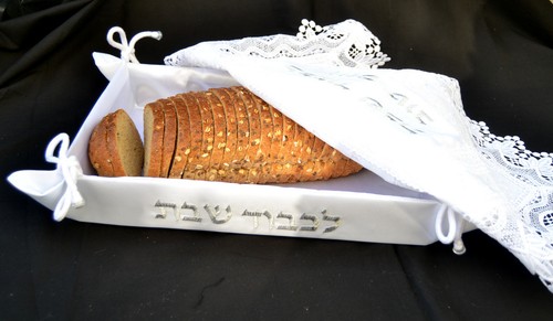 Amazing set for Shabbat Basket&Challah bread cover israel Embroidered.White - 第 7/8 張圖片