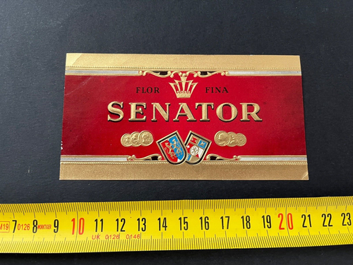 Vintage label tobacco cigar cigars Flor fina Senator golden embossed #224 - Picture 3 of 3