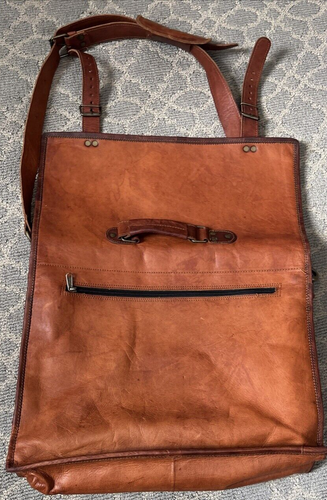 Komal's Passion Leather Briefcase Brown Satchel Crossbody Messenger Bag - Picture 8 of 9