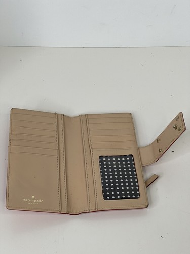 Kate Spade Wallet With Coin Zip New York Red patent Leather Tan - Picture 5 of 13
