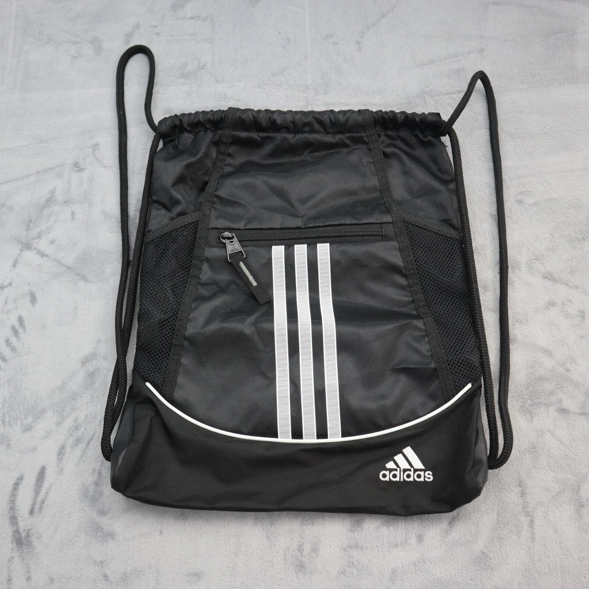 Adidas Black White Drawstring Backpack Gym Bag Yoga Sports Athletic