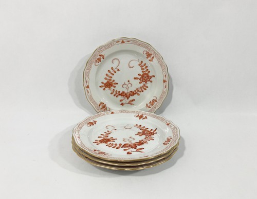 4x Meissen Indian Flower Red Dessert Salad Plates 18 cm - Picture 1 of 10