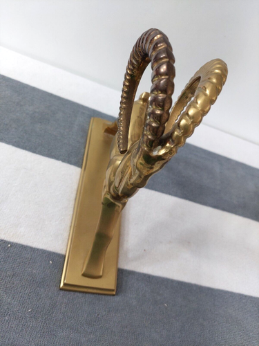 Vintage Solid Brass Gazelle Ibex Antelope Big Horn Figurine Sculpture PAC - Picture 11 of 11
