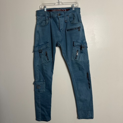 Smuggler's Moon Jeans Mens Blue 34 x 32 Denim Tapered - Picture 1 of 9