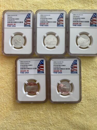 Complete 1999 - 2008 SILVER Quarter NGC pr69 Ultra Cameo 50 State Quarter Set - Picture 16 of 21