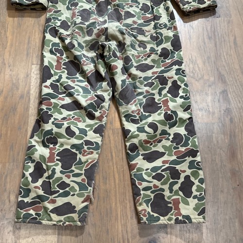 Vintage Big Bore Coveralls Mens L Green Duck Frog Camo Insulated Upland Hunting - Picture 17 of 20