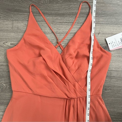 AFTER SIX Faux Wrap Maxi Dress Size 10 Terracotta Copper Side Slit Chiffon Prom - Picture 10 of 10