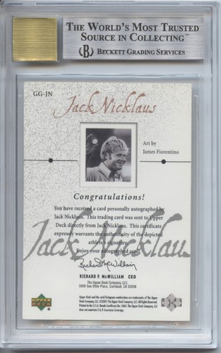 Jack Nicklaus Autograph card # 50/50 2001 Beckett 8.5  AUTO 10 !  RARE # GG-JN - Picture 4 of 9