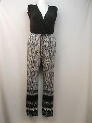 NY Collection Ladies Jumpsuit Sleeveless Straight-Leg Animal-Print Size L - Picture 11 of 12