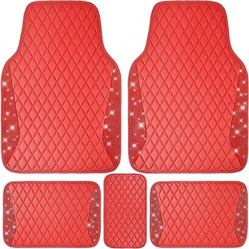 Bling Leather Car Mats Shining Diamond Floor Mats Sparkly Glitter Crystal Rhines - Picture 7 of 48
