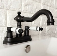 Oil Rubbed Bronze 4 in. Centerset Bathroom Faucet Swivel Basin Mixer Tap Ghg072
