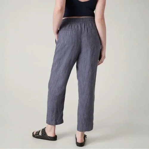 Pantaloni alla caviglia Athleta Retreat in lino a vita alta donna XL blu con coulisse leggeri - Foto 2 di 8