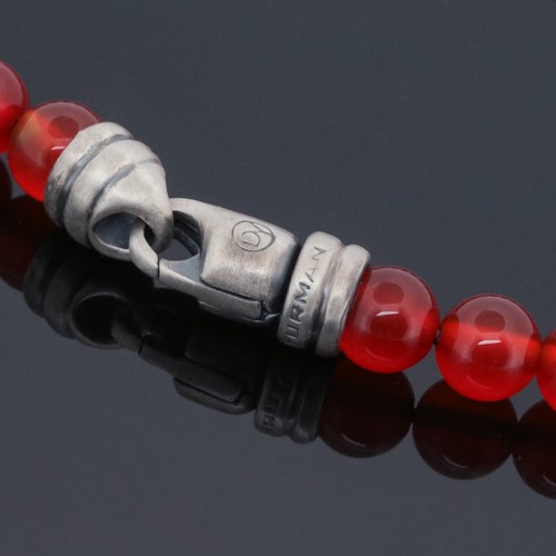 David Yurman 6mm Men's Red Carnelian 925 Spiritual Bead Bracelet Size 8" - Picture 6 of 6