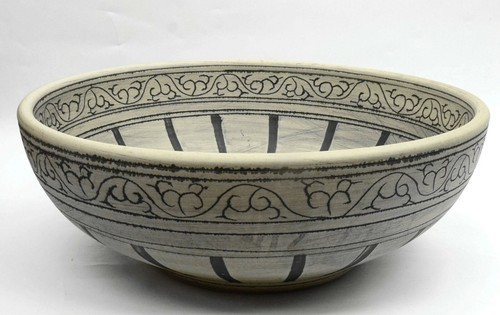 Fregadero lavabo de cerámica gris con encimera de baño Kasbah grabado con patrón floral - Imagen 14 de 29