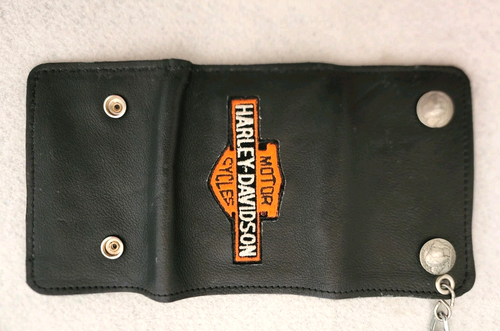 Harley-Davidson Leder 5,5" Dreifachfaltung Biker Trucker Kette Motorrad Geldbörse B&S - Bild 4 von 5