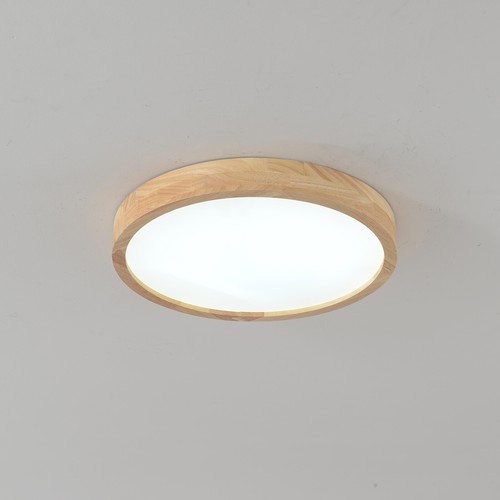 Modern Wood LED Ceiling Light Fixture Simple Log Flush Mount Circle Ceiling Lamp - Picture 10 of 24