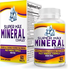 Supermax Multimineral Supplement (All-In-1) with 72 Trace Minerals - Iron Fre...