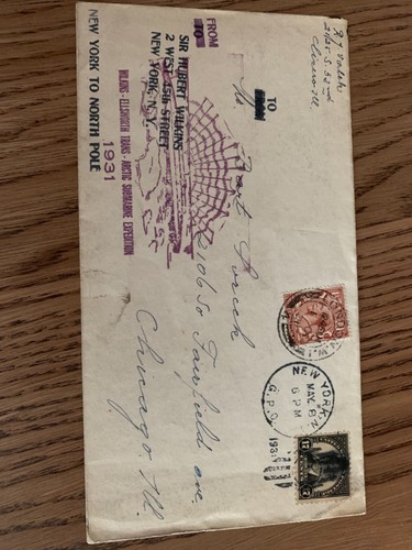 1931 ARTIC SUBMARINE EXPEDITION COVER OF SIR HUBERT WILKINS - Picture 1 of 3
