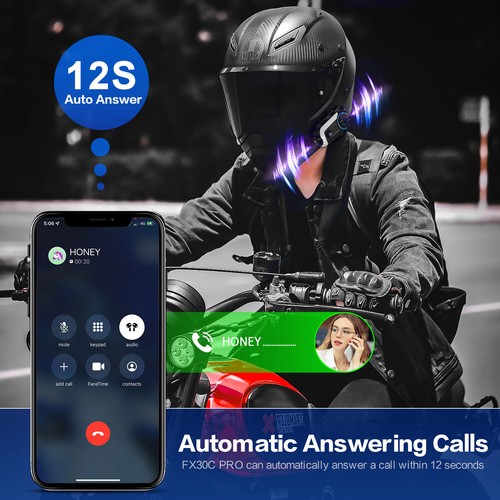 FX30C Pro Casco de Motocicleta Intercomunicador Bluetooth Auriculares 1080P Cámara + Tarjeta de 64 GB - Imagen 10 de 24