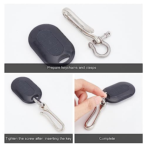 Fish Hook Keychain, Brass Key Ring Solid U Shape Key Hook Length-2.3" Platinum - Bild 5 von 6