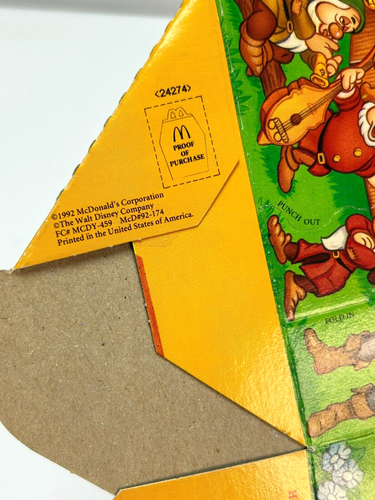 3 DISNEY'S CLASSIC SNOW WHITE UNUSED MCDONALDS HAPPY MEAL & KRAFT CARTONS - 1992 - Picture 7 of 11