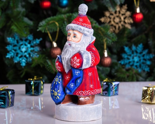Holz handgeschnitzt Weihnachtsmann Figur 6" - Weihnachtsgeschenk Heimdekoration - Bild 11 von 12