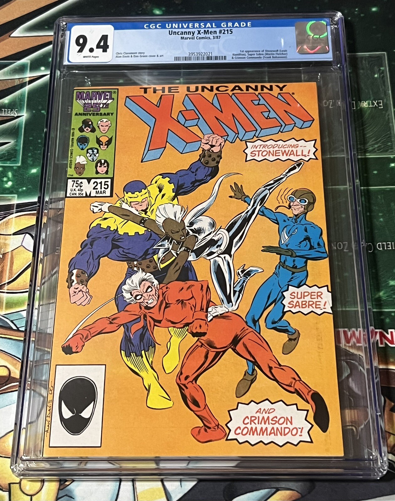 Uncanny X-Men #215 CGC 9.4 1st Stonewall Super Sabre Crimson Commando