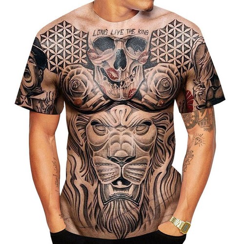 Ripped Chest Muscle Tattoo 3D womens/mens Short Sleeve T-Shirt Casual Tops Tee - Bild 12 von 15