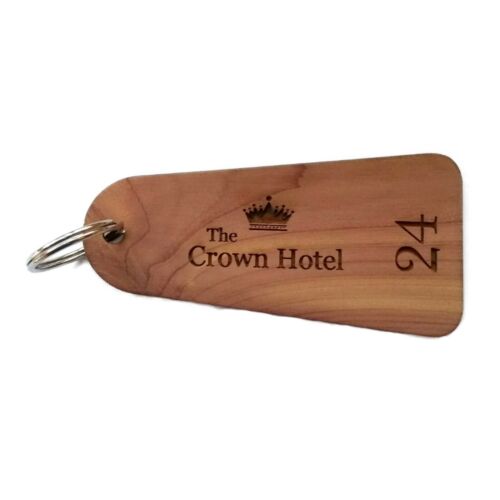 Cedar wooden engraved personalised hotel key fobs tags - Picture 6 of 12
