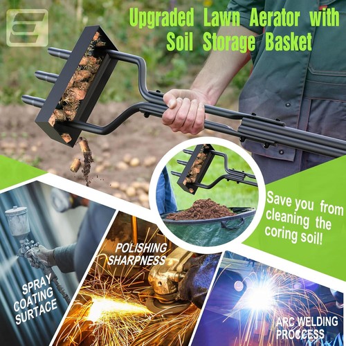 Lawn Aerator Coring Garden Tool with Soil Core Storage Tray Lawn Aerator tool - Picture 7 of 7
