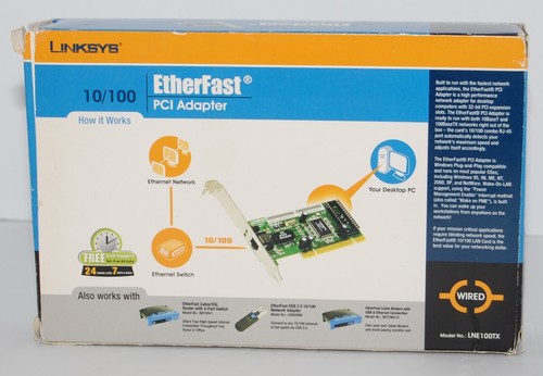 Linksys 10/100 EtherFast PCI Adapter Ethernet Desktop Model LNE100TX, w/ Cables - Afbeelding 3 van 7
