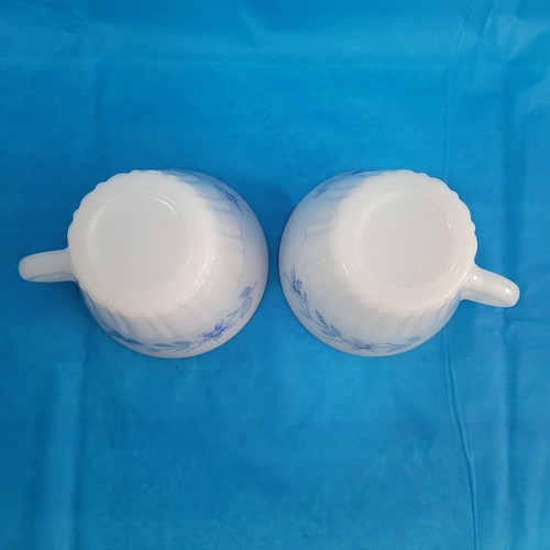 7pc TERMOCRISA MEXICO Blue Floral Gold Rimmed Milk Glass Plates Cups Saucer Mix - Picture 17 of 19