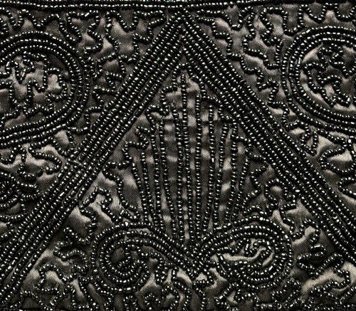 Vintage 1930s style Art Deco Black satin & Bead Embroidered Evening Bag - Picture 3 of 13