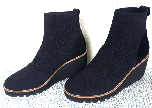 Eileen Fisher London ~Stretch Knit Bootie Wedge Black Size 6.5 ~ Worn Once GREAT - Picture 3 of 16