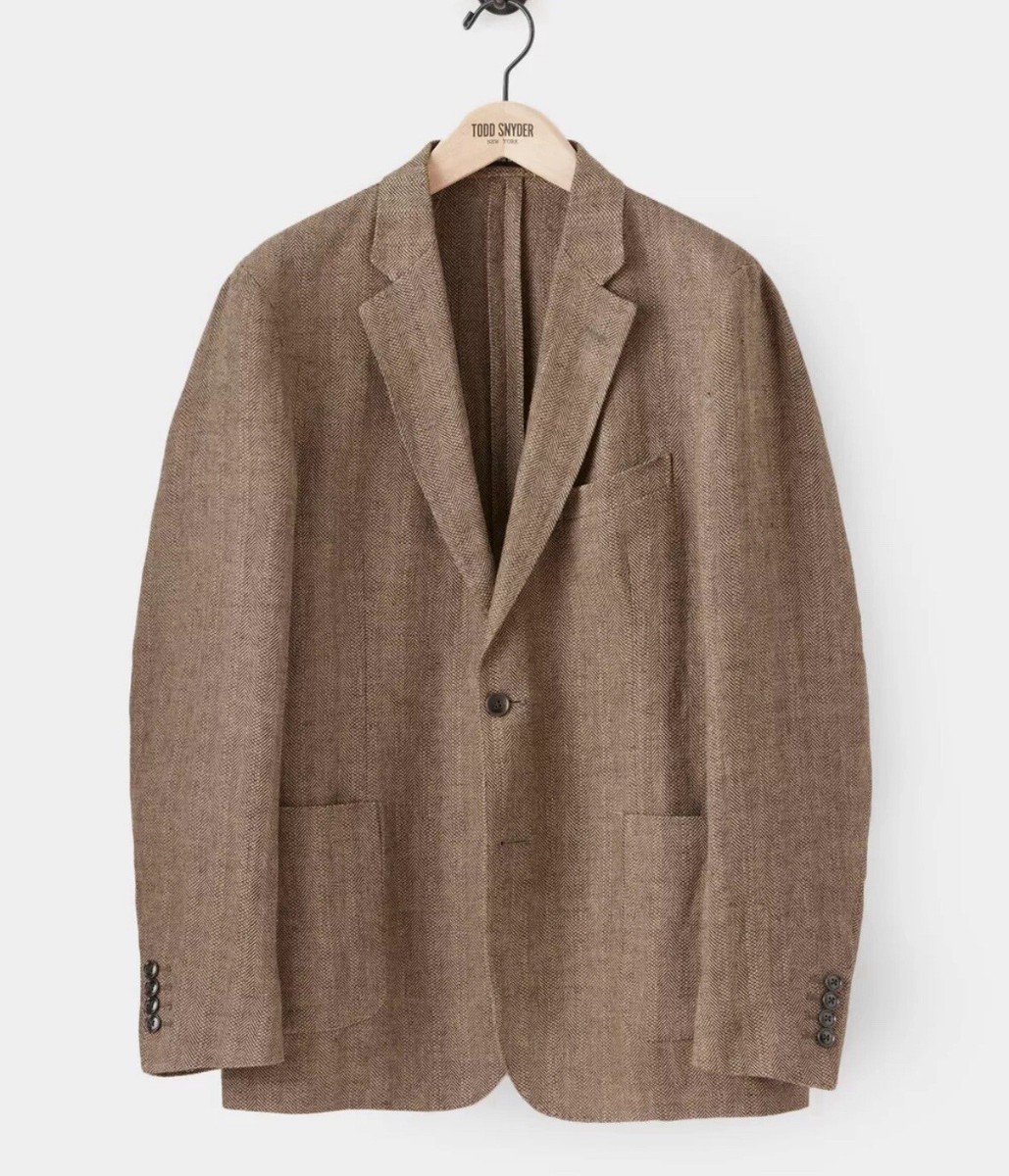 TODD SSNYDER Linen Herringbone Sport Coat 42 NWT Tan Brown L XL 800