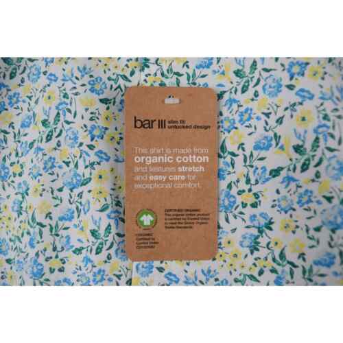 Bar III Slim Fit Stretch Shirt Men's Small 14-14.5 Organic Cotton Floral Print - Picture 7 of 10