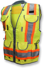 SV55 Class 2 Heavy Woven Two Tone Engineer Vest with Padded Neck to Support Extr