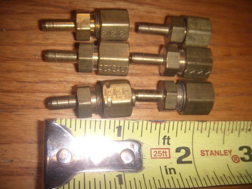 350 PARKER BRASS TEE'S, 45 /90 DEGREE,NUTS, SPLICE COMPRESSING FITTING Barbed - Picture 20 of 24