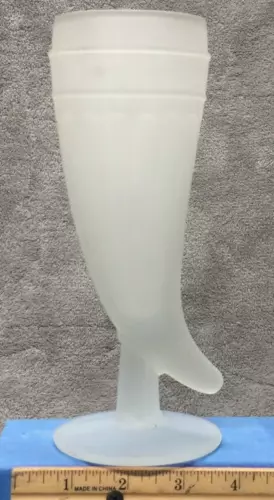 Vintage Tiara Indiana Glass White Frosted Horn Shaped Glass Beer/Wine Mug 10oz