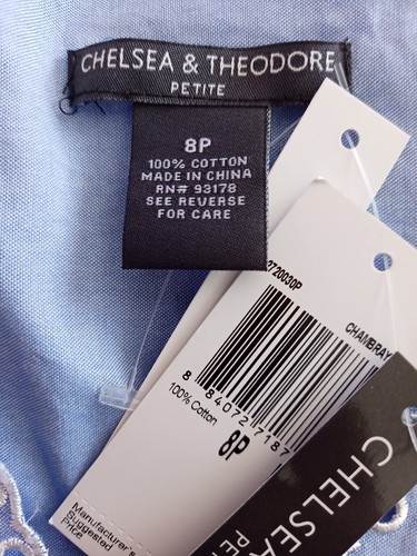 Chelsea & Theodore Women's Blue Sleeveless Eyelet Cotton Detail Top Size 8P New - Picture 8 of 8