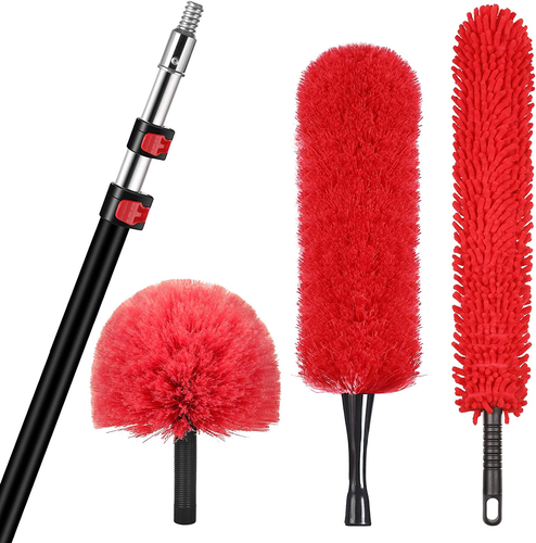 20ft High Dusting Kit w/ 5-12ft Extension Pole Telescopic Pole Cobweb Microfiber - Picture 10 of 11