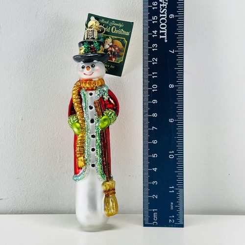 Alte Welt Weihnachtsglas dünner Schneemann mit Besenornament in OWC Box & Etikett - Bild 6 von 6